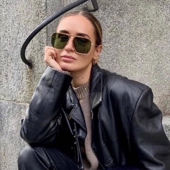 Bottega Veneta BV1012S 004 Sunglasses Gold Aviator Frame, Green Lenses - Picture 4 of 14